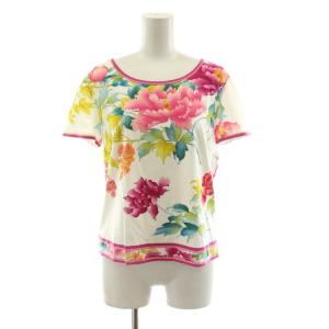 FASHION Tシャツ カットソー 半袖 花柄 M 白 ホワイト マルチカラー 0399121 /KU