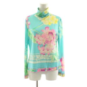 FASHION カットソー タートルネック 長袖 花柄 ウール M ミントグリーン マルチカラー 0369110