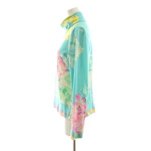 LEONARD FASHION カットソー タートルネック 長袖 花柄 ウール M ミントグリーン マルチカラー 0369110