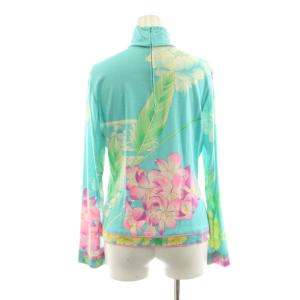 LEONARD FASHION カットソー タートルネック 長袖 花柄 ウール M ミントグリーン マルチカラー 0369110