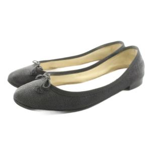 バレエシューズ パンプス リボンモチーフ 38 黒 ブラック /KU