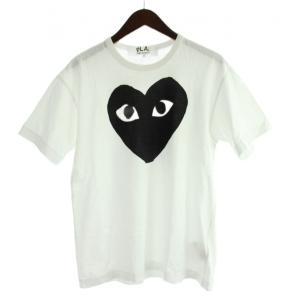 AD2021 Tシャツ L 白 ホワイト ハート柄 半袖 クルーネック AZ-T070 /AP14