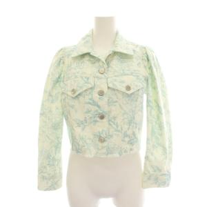JEANS デニムジャケット Gジャン ジージャン アウター XS 水色 ライトブルー ホワイト 花柄