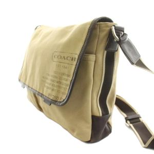 COACH メッセンジャーバッグ ショルダーバッグ フラップ キャンバス レザー ベージュ F70587 /KU 21