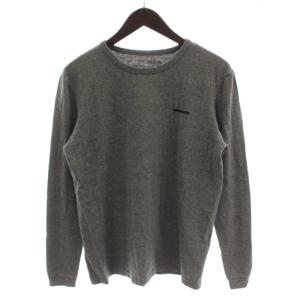 Tシャツ カットソー M グレー クルーネック 長袖 ロゴ 37603 /GG15