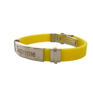Supreme ブレスレット ロゴプレート ラバーバンド イエロー