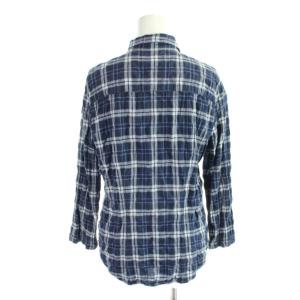 POLO JEANS シャツ ブラウス L 今 ネイビー チェック柄 フリル 長袖 HS-WJ-KW-2119 /AP19