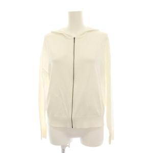 CREPE KNIT HOODED PARKA LS ニット パーカー ジップアップ 長袖 S 白 ホワイト