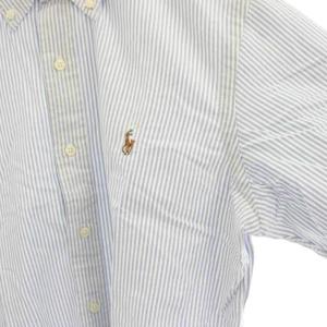 POLO RALPH LAUREN ボタンダウンシャツ ストライプ S P 水色 ライトブルー 白 ホワイト 長袖 /YM29