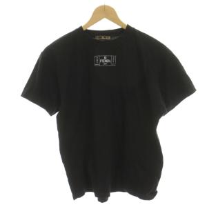Tシャツ カットソー 半袖 クルーネック ロゴプリント M 黒 ブラック /HN41