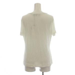 Max Mara カットソー L 白 ホワイト Vネック 半袖 ラインストーン /LP51