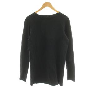 Tシャツ カットソー 長袖 カットオフ ストレッチ S 黒 ブラック /KU 27