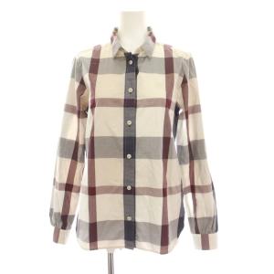 シャツ ブラウス 38 ベージュ グレー 紫 茶色 チェック 長袖 55M30-105-36 /YM20
