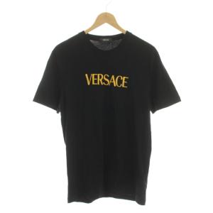 Tシャツ カットソー S 黒 ブラック ロゴ刺繍 半袖 1011660 /YM22