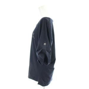 BURBERRY BLUE LABEL カットソー 38 紺 ネイビー ロゴプリント 半袖 ラウンドネック /AP29