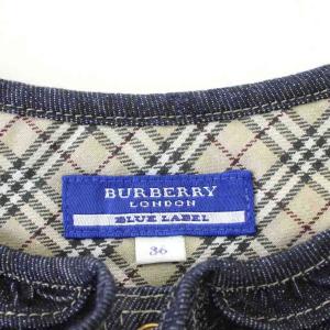 BURBERRY BLUE LABEL デニム ワンピース 半袖 ひざ丈 フリル 36 インディゴ E1J67-505-29 /G16