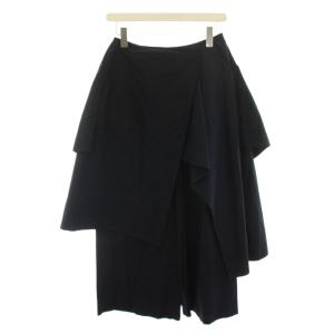 19SS ストレッチコットンレイヤードワイドパンツ 38 紺 ネイビー 300CS331-2780 /YT