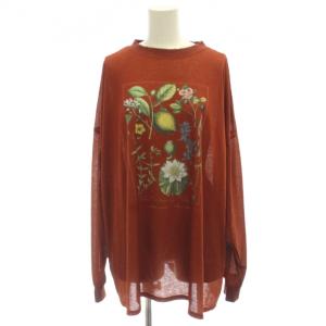 BOTANICAL SHEER LONG TEE Tシャツ F 茶 ボタニカル柄 長袖 0224204610320