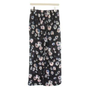 IENA 25SS シェードフラワーパンツ イージーパンツ ワイド 40 紺 ネイビー 黒 ブラック 花柄 25030900446020