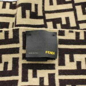 FENDI フェンディ-ズッカ柄 マフラー アイコニック ウール ベージュ 茶