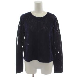 コットンクロシェカーディガン 長袖 ラウンドネック XL ネイビー 484631 /GG29