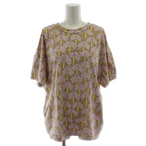 STICK TREE Tシャツ カットソー 38 ベージュ ピンク 半袖 総柄 Id8004 /GG42