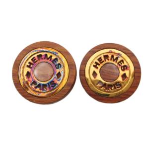 セリエウッドイヤリング クリップ式  ヴィンテージ 金メッキ ブラウン ゴールドカラー