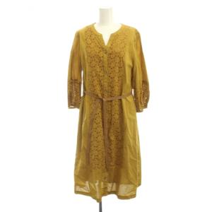 ワンピース 11 黄色 レース Vネック 長袖 RBEHE-27290 /JP6