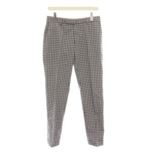 パンツ スラックス チェック 44 紺 ネイビー 茶色 ブラウン 白 /YM
