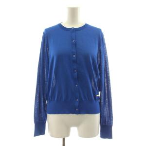 25SS クールファインニットカーディガン 長袖 クルーネック シアー 38 青 ブルー 55N09366