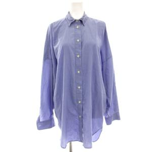 襟ワイヤーオーバーサイズシャツ ブラウス 長袖 青 ブルー 19050560003830 /HN14
