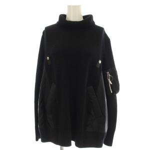 21AW シースルーバックプリーツ ナイロンドッキングニット 2 ブラック