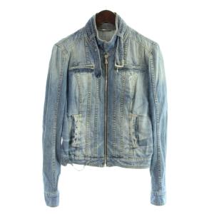 デニムジャケット 上着 40 青 ブルー 首元ベルト付き ジップアップ 長そで DSF9056D/G8100