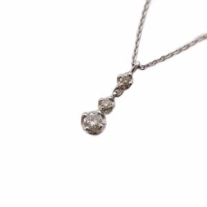 ネックレス ペンダント チェーン 3連 ダイヤモンド 0.1ct K10 ホワイトゴールド /AN41
