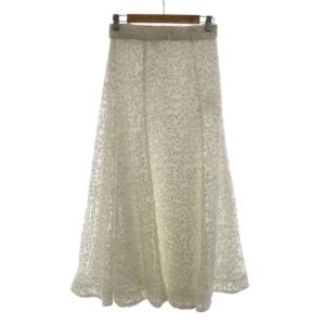 24AW チュール刺繍スカート ロング フレア 1 白 ホワイト /RR23
