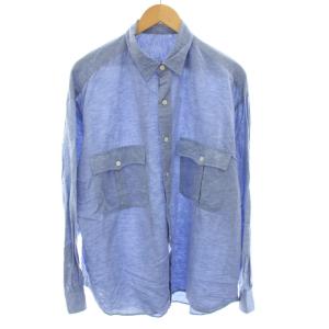 Roll Up シャツ リネン L サックスブルー