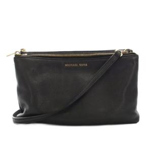 ショルダーバッグ ポシェット レザー ブラック チャコールグレー /YM