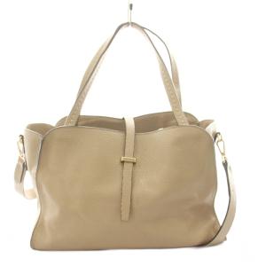 ショルダーバッグ ハンドバッグ 2WAY レザー ベージュ /AN