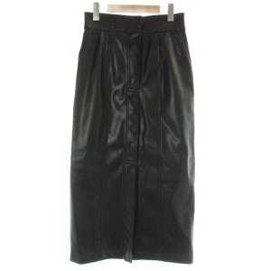 24AW フェイクレザータイトスカート 36 黒 ブラック ロング丈 スリット 0302-060-244