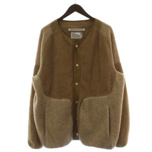 PATCHWORK FLEECE BLOUSON ノーカラージャケット フリースジャケット 3 ベージュ