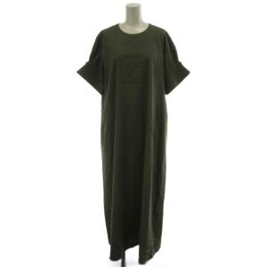 22SS ワンピース リネン 38 カーキ 半袖 ロング丈 03-2205505-673-038 /GG6