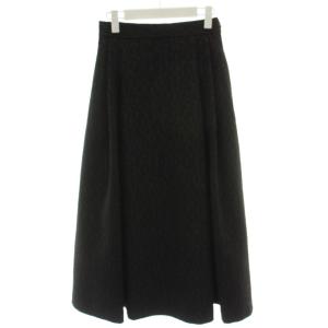 24AW NELLA JQ TOMIE フレアスカート 38 黒 ブラック ロング丈 総柄 03-4307325-050-038