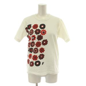 2014年 カットソー 半袖 花プリント カットソー S 白 ホワイト 花柄プリント 半袖 1M-T004