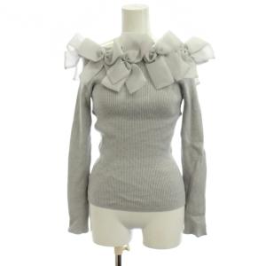 24AW リブニット リボン セーター 38 グレー 長袖 /JP12