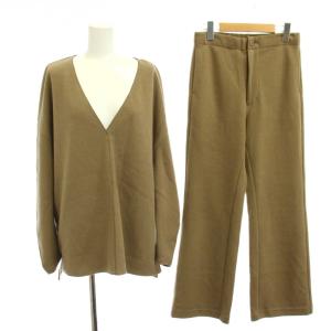セットアップ パンツ カーキ Vネック 長袖 無地 /JP47