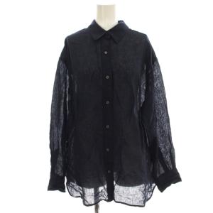 26SS リネンコットンカシュクールシャツ シアーシャツ ブラウス 長袖 F ネイビー 紺 26050912603020