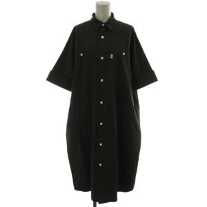 DANTON ダントン半袖ロングシャツワンピース ブラック DANTON ダントン-シャツワンピース 36 グレー 五分袖 ひざ下丈 DT