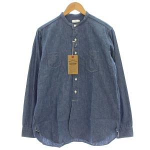 CHAMBRAY SHIRTS シャンブレー バンドカラーシャツ 長袖 デニム シャツ 38 青 ブルー