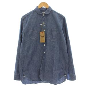 CHAMBRAY SHIRTS シャンブレー ワークシャツ 長袖 ラウンドカラー デニム シャツ 38
