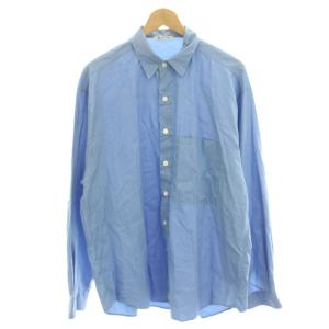 WASHED FINX TWILL BIG SHIRT カジュアルシャツ ビッグシルエット 長袖 4 青